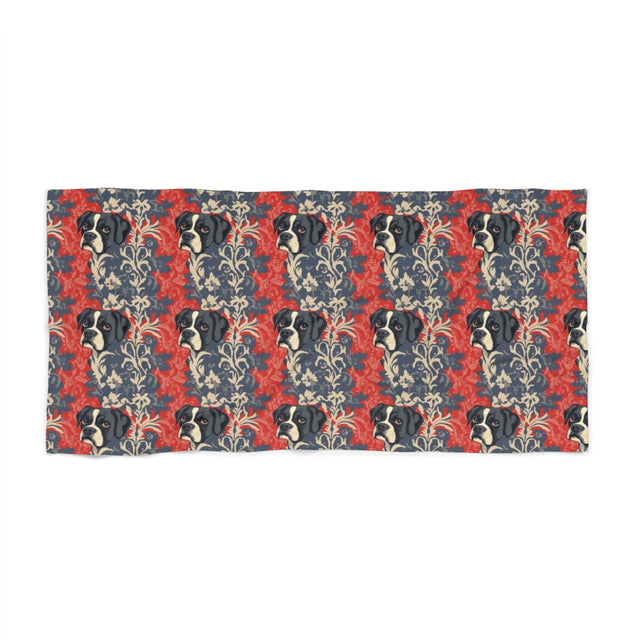 Baroque Boxer Damask Beach Towel