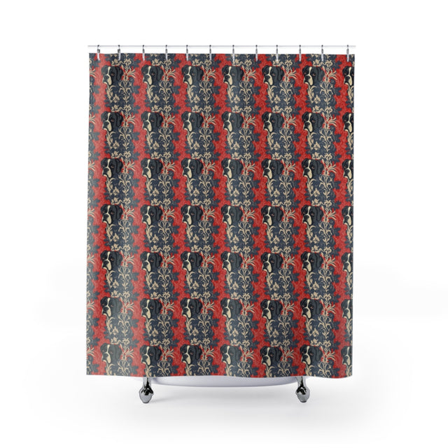 Baroque Boxer Damask Shower Curtain