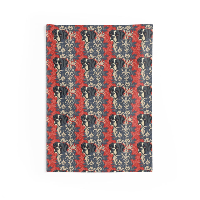 Baroque Boxer Damask Wall Tapestry