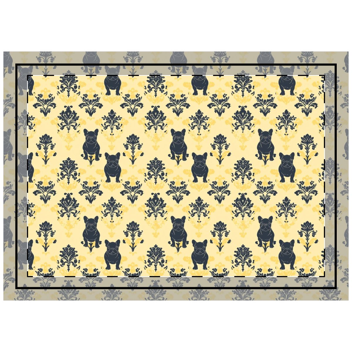 Baroque Bulldog Elegance Throw Pillow