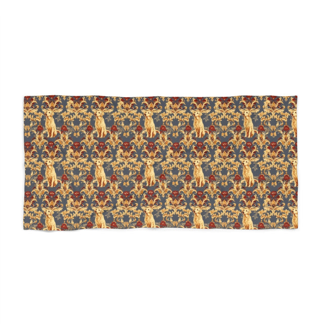 Baroque Burgundy Labradors Beach Towel