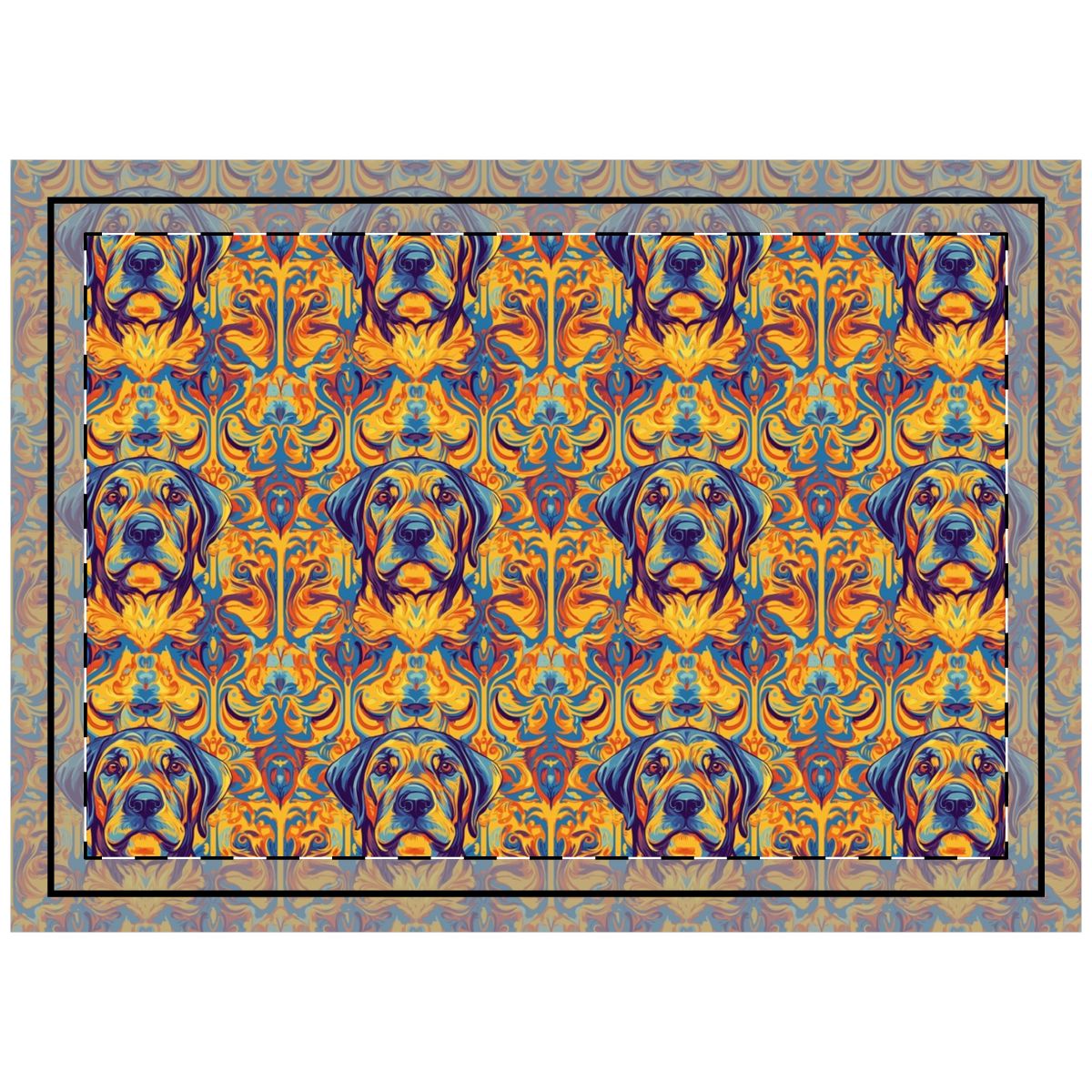 Baroque Flames Lab Throw Pillow