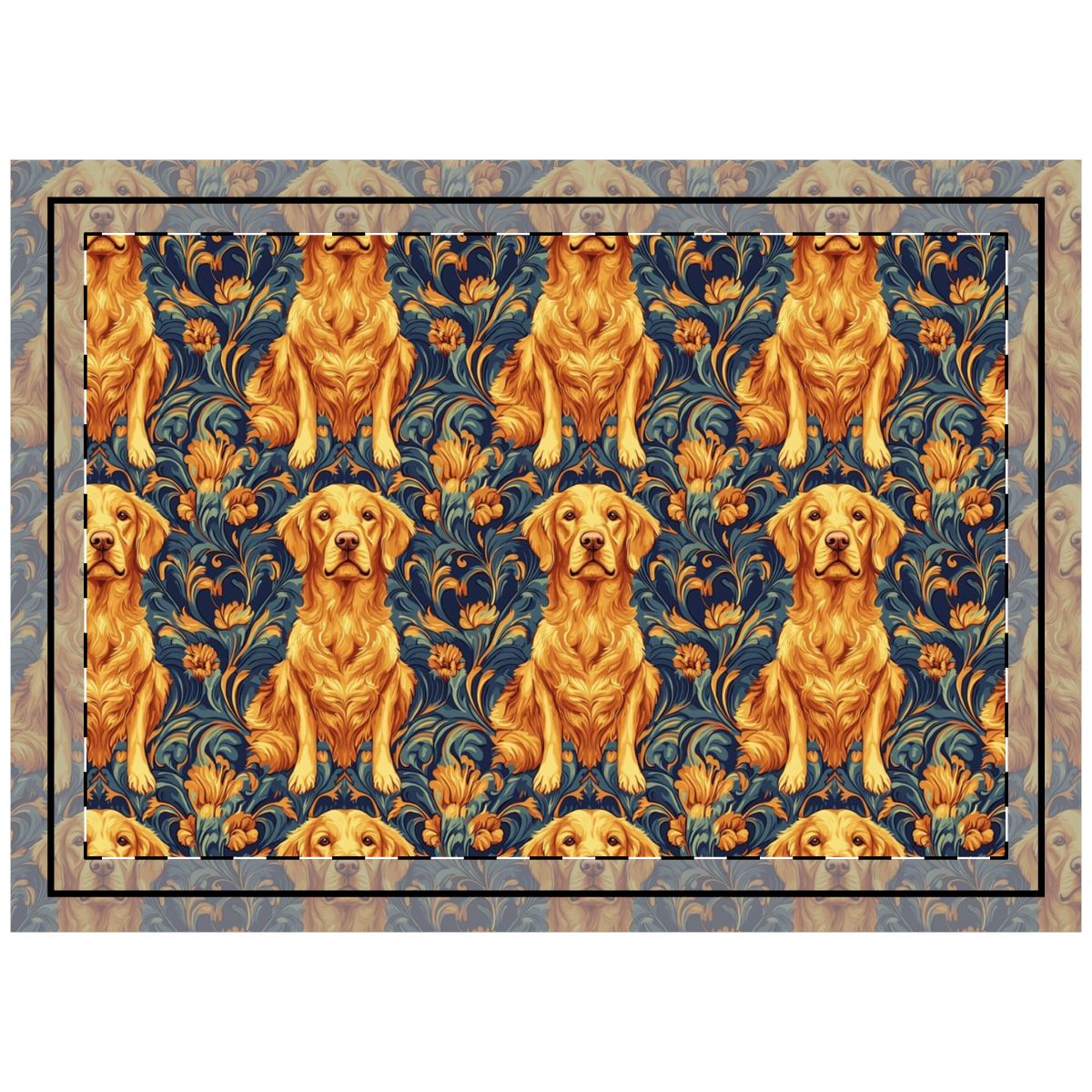 Baroque Golden Retrievers Throw Pillow