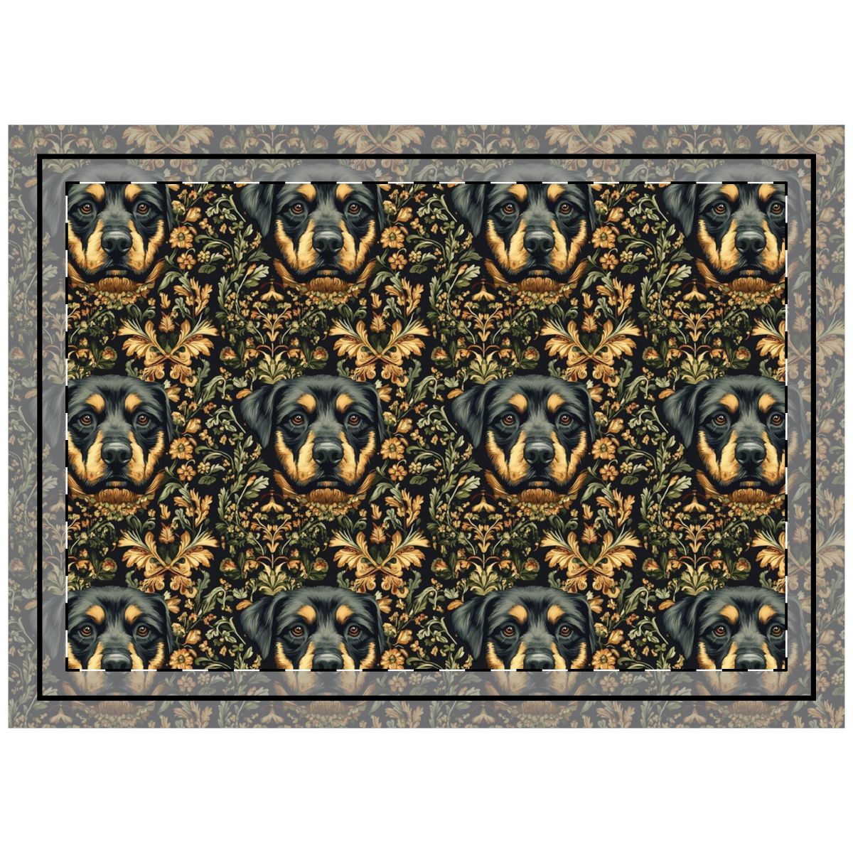 Baroque Rottweiler Tapestry Throw Pillow