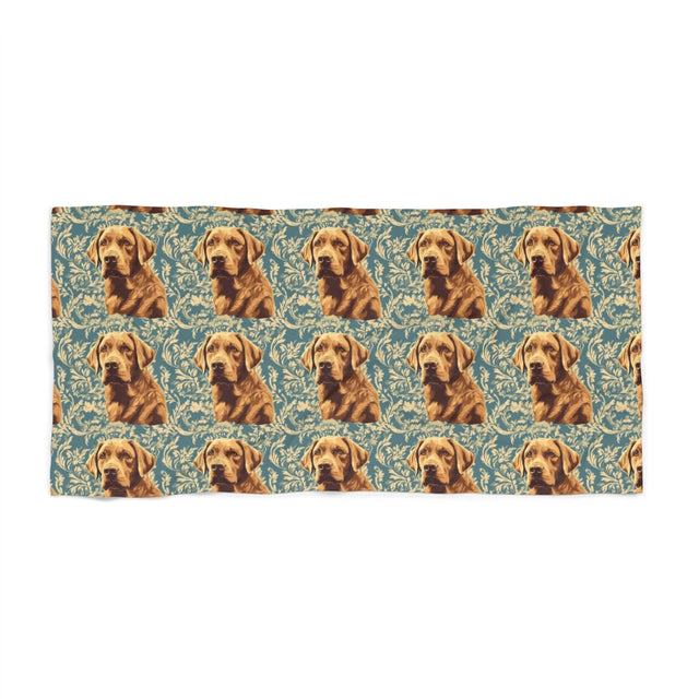 Baroque Teal Labradors Beach Towel