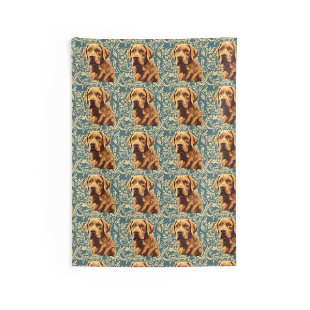 Baroque Teal Labradors Wall Tapestry