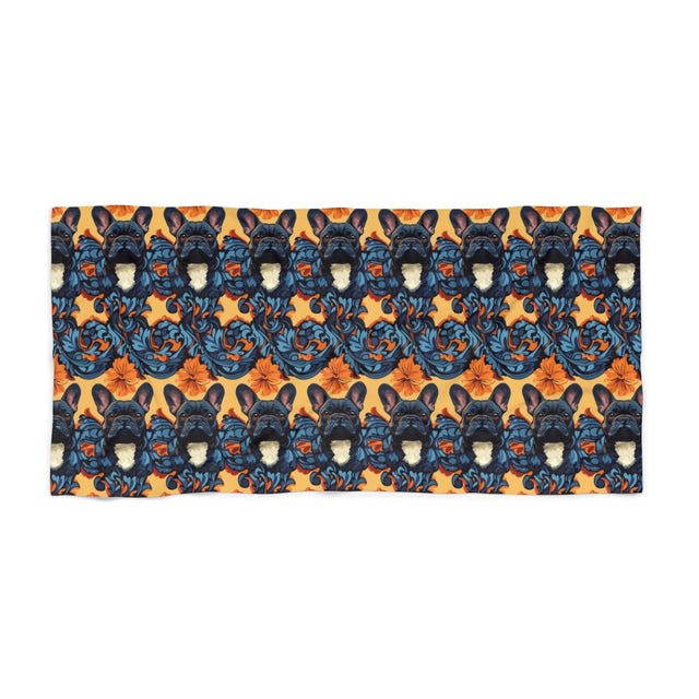 Baroque Waves Frenchies Beach Towel