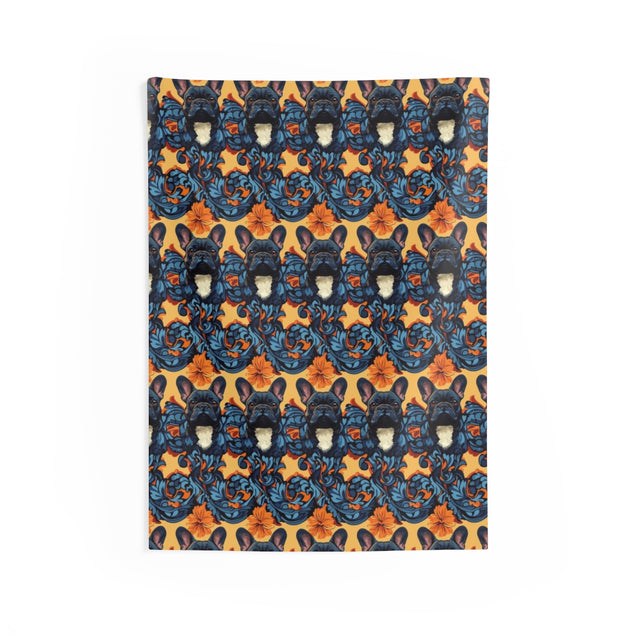 Baroque Waves Frenchies Wall Tapestry