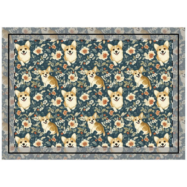 Botanical Bliss Corgis Throw Pillow