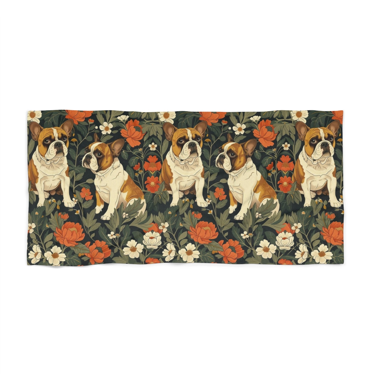 Botanical Bulldog Garden Beach Towel