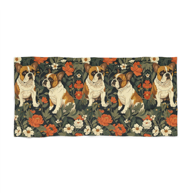 Botanical Bulldog Garden Beach Towel