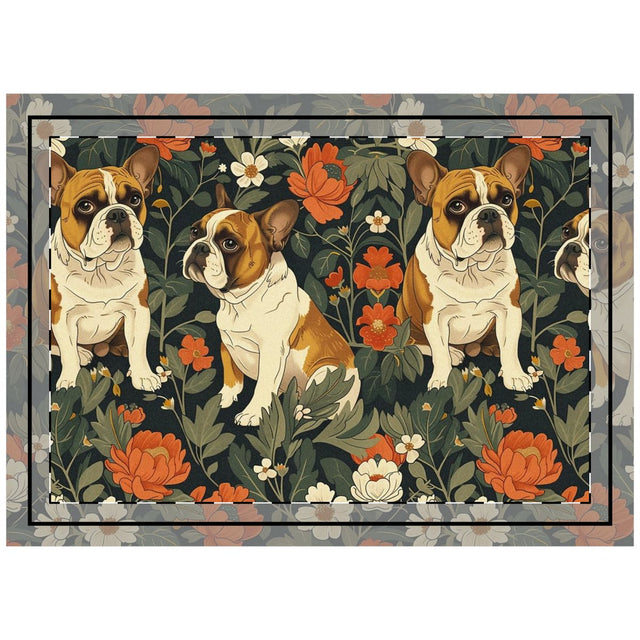 Botanical Bulldog Garden Throw Pillow