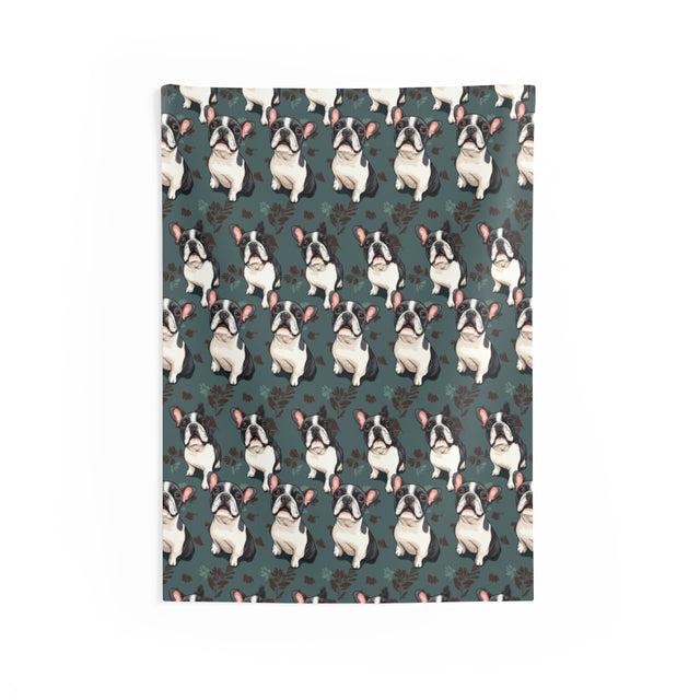 Botanical Bulldog Reverie Wall Tapestry