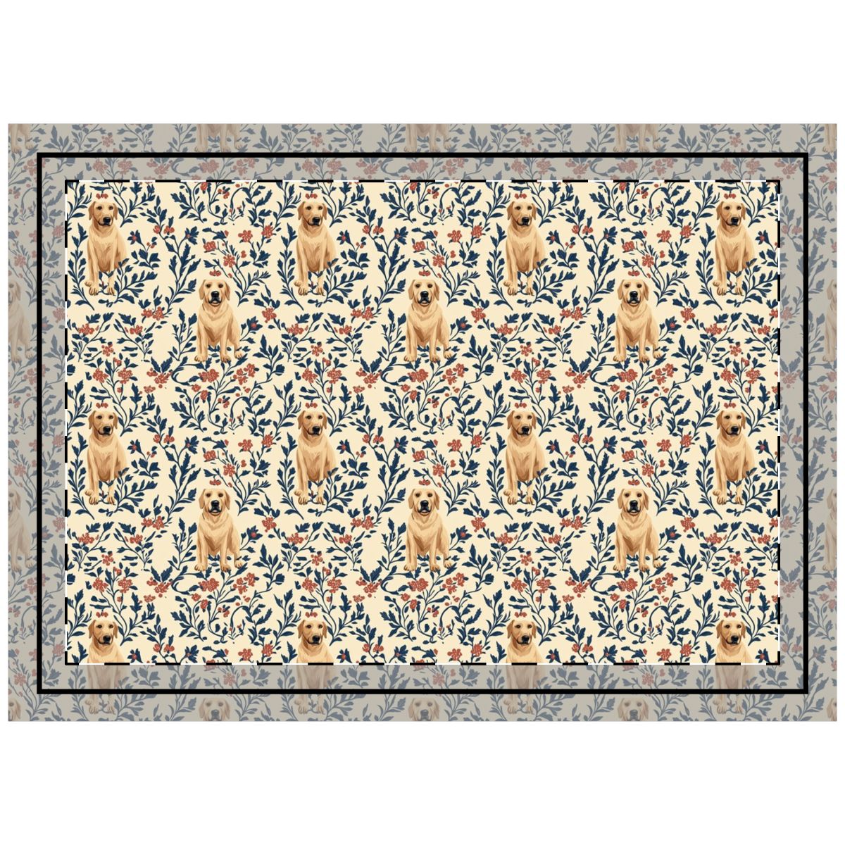 Botanical Labrador Manor Throw Pillow