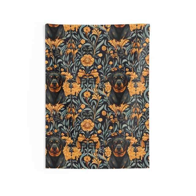 Botanical Tapestry Rottweilers Wall Tapestry