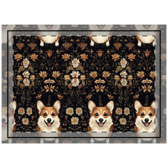 Charcoal Autumn Corgis Throw Pillow