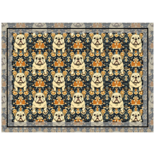 Charcoal Baroque Bulldogs Throw Pillow