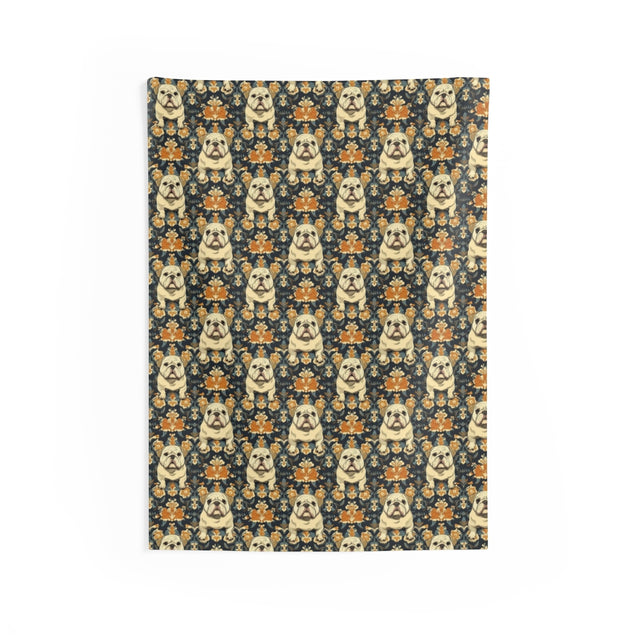 Charcoal Baroque Bulldogs Wall Tapestry