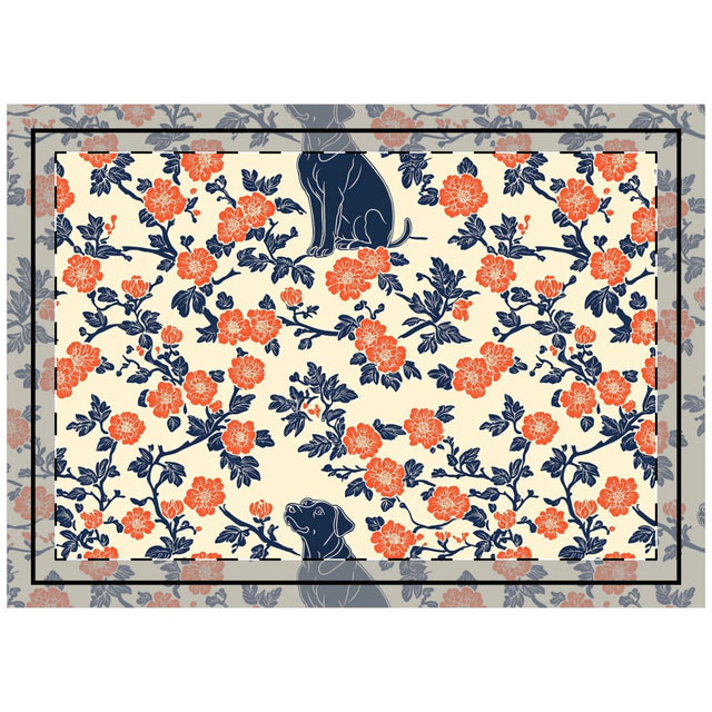 Chinoiserie Garden Labradors Throw Pillow