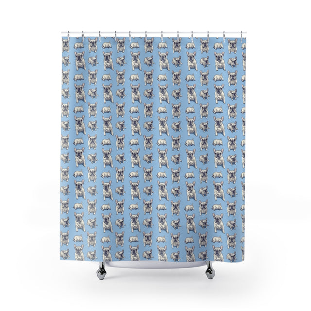Cloudy Day Frenchies Shower Curtain