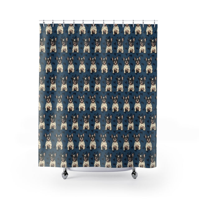 Cobalt Dreams Frenchies Shower Curtain