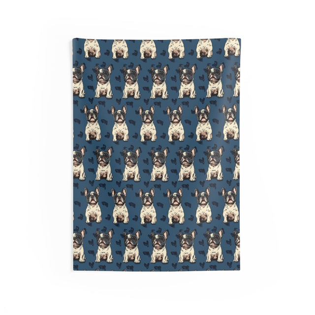 Cobalt Dreams Frenchies Wall Tapestry