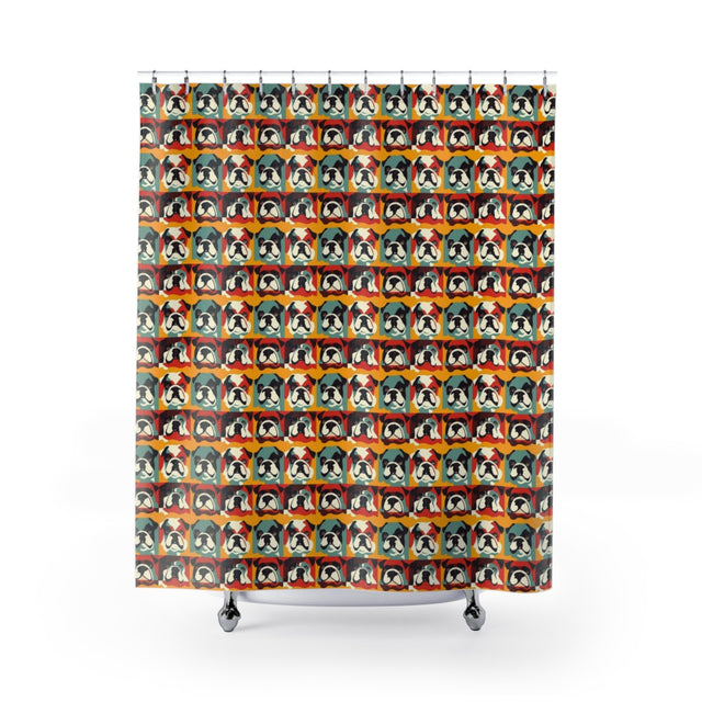 Coral Bulldog Brigade Shower Curtain