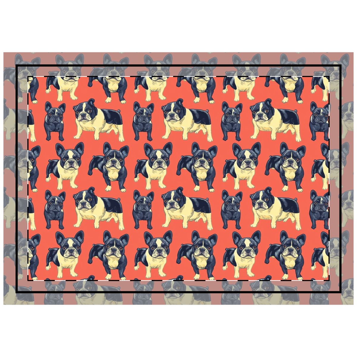 Coral Cafe Frenchies Throw Pillow