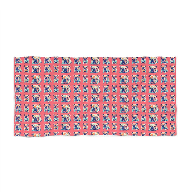 Coral Pop Bulldogs Beach Towel