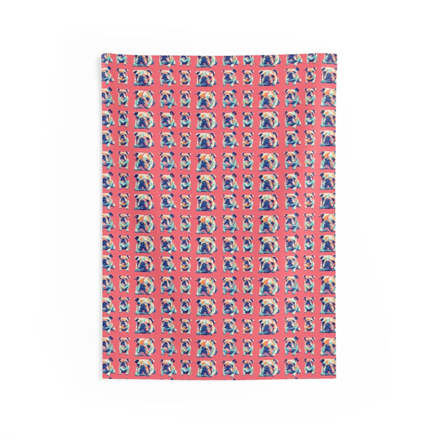 Coral Pop Bulldogs Wall Tapestry