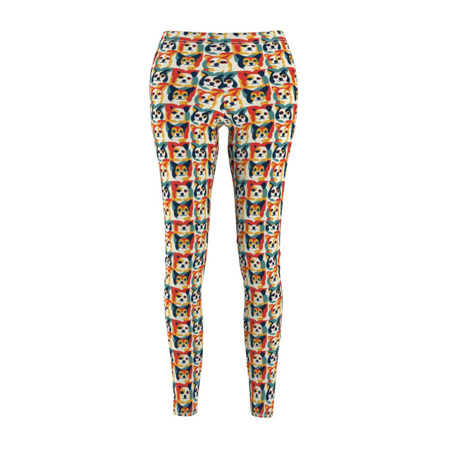 Coral Retro Corgis Leggings