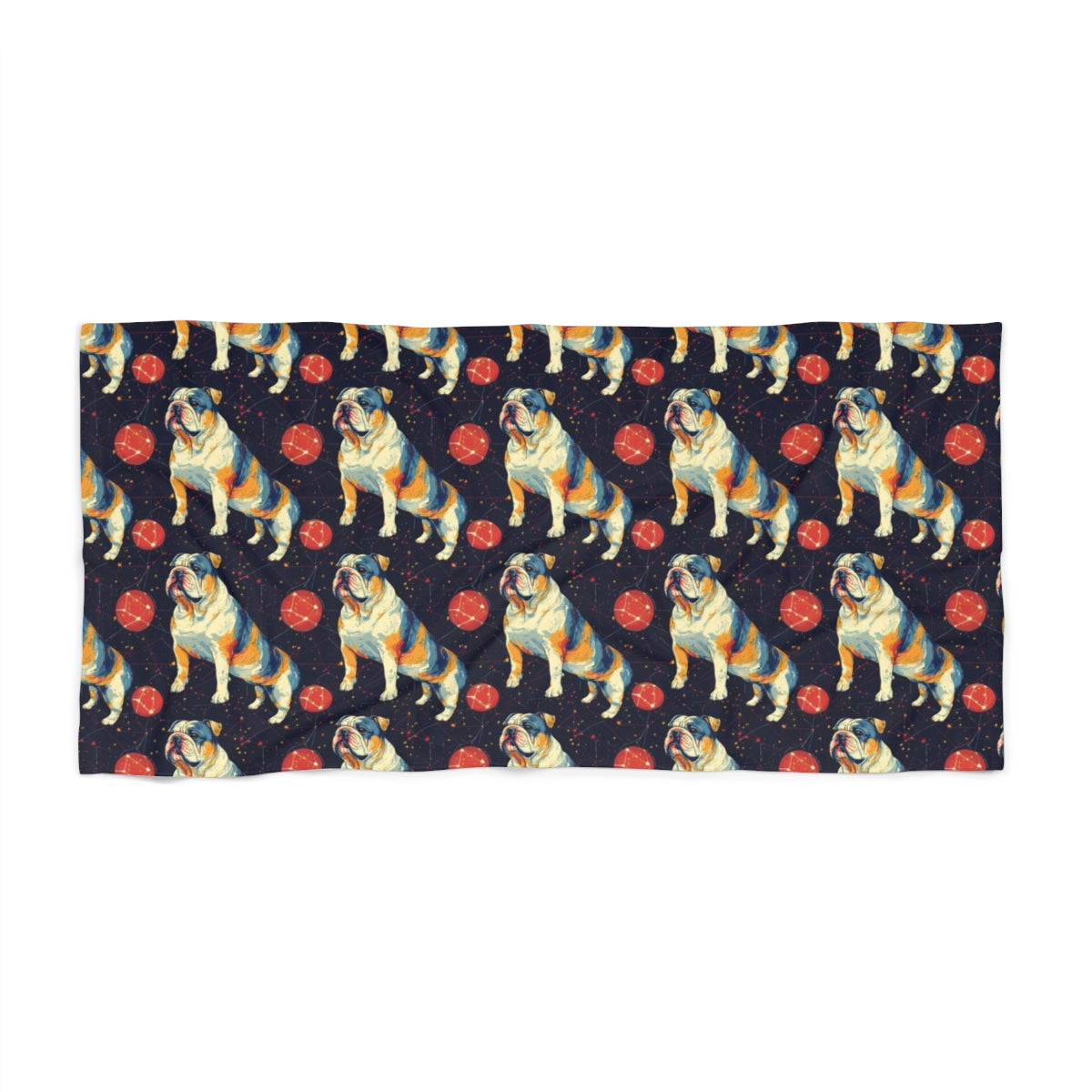 Cosmic Bulldog Constellation Beach Towel