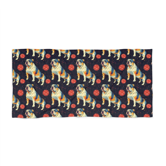 Cosmic Bulldog Constellation Beach Towel