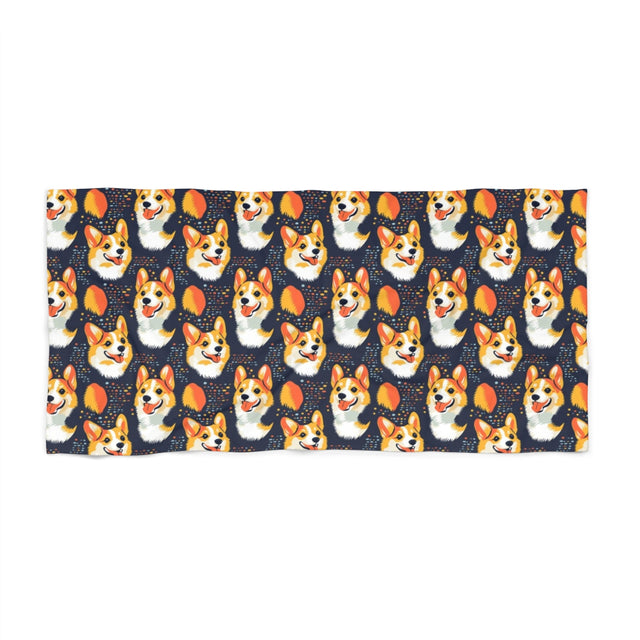 Cosmic Corgi Constellation Beach Towel