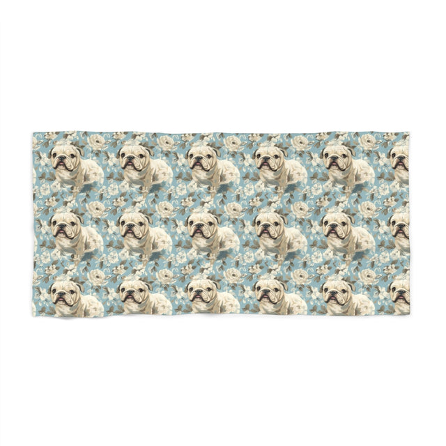 Cottage Garden Bulldogs Beach Towel
