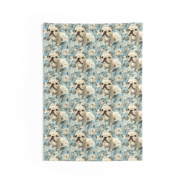 Cottage Garden Bulldogs Wall Tapestry