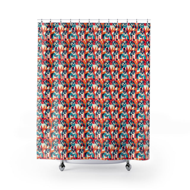 Cubist Bulldog Brigade Shower Curtain