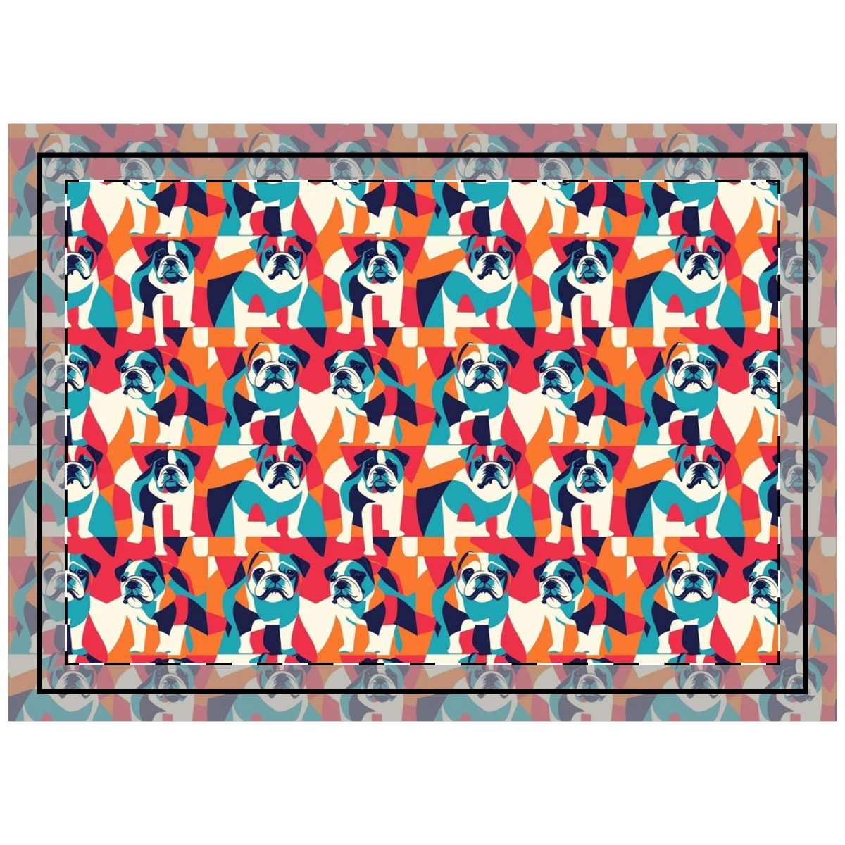 Cubist Bulldog Brigade Throw Pillow