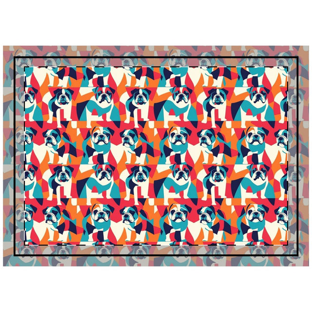 Cubist Bulldog Brigade Throw Pillow