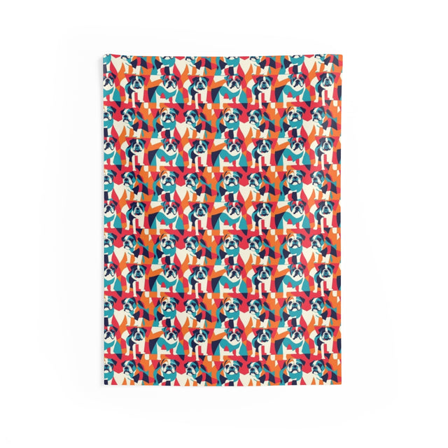Cubist Bulldog Brigade Wall Tapestry