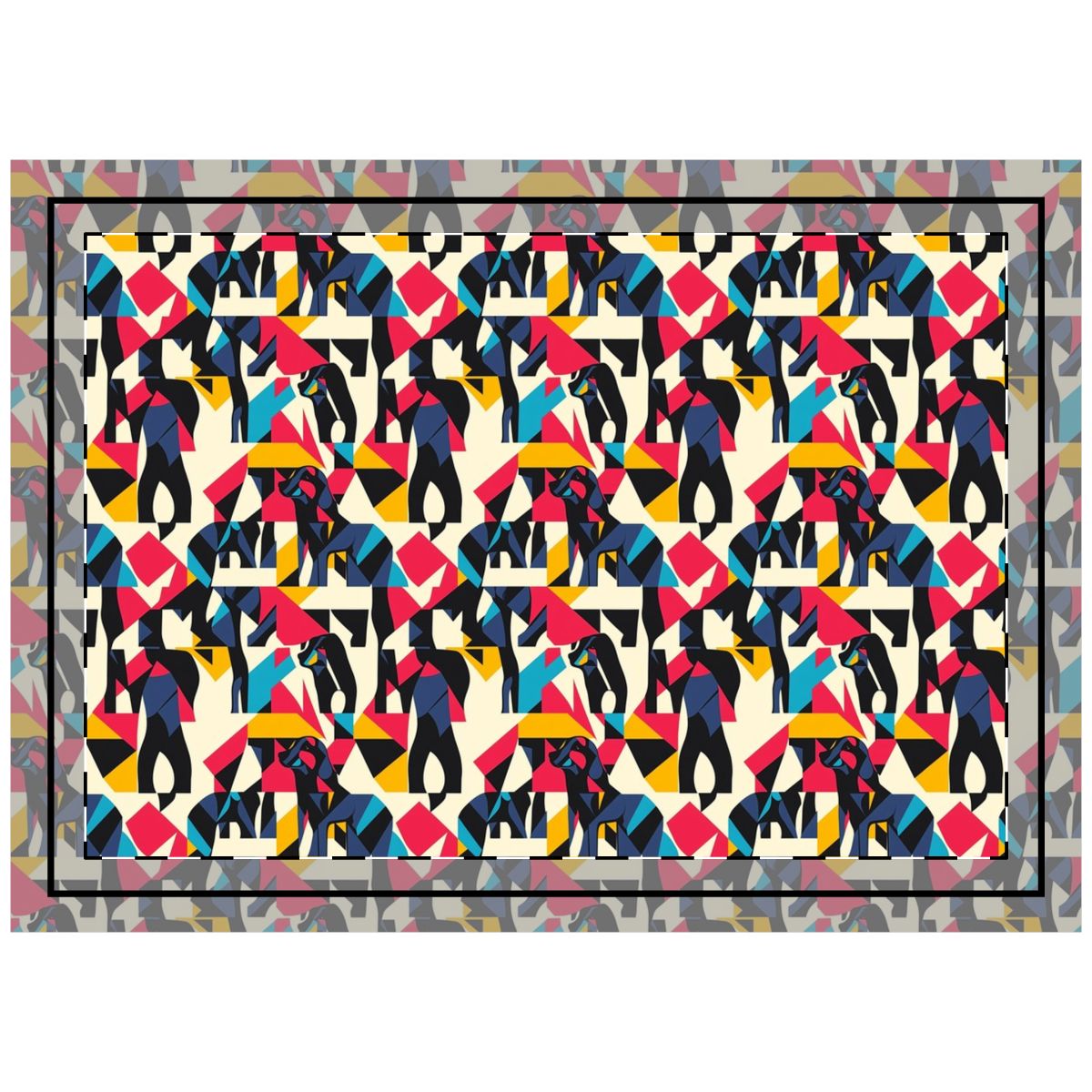 Cubist Hounds Throw Pillow