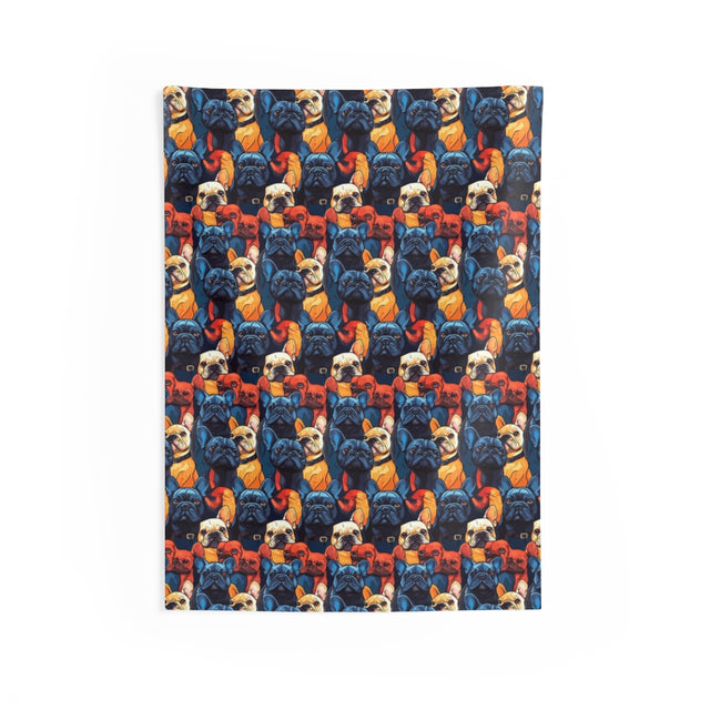 Electric Blues Frenchies Wall Tapestry