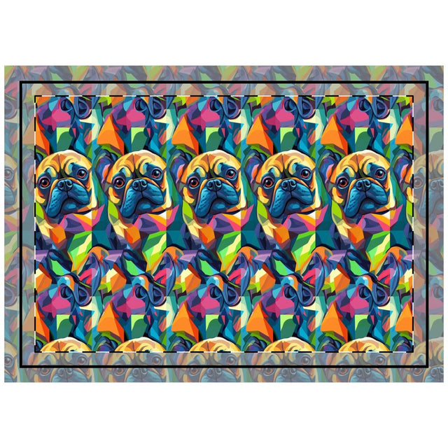 Electric Kaleidoscope Frenchies Throw Pillow