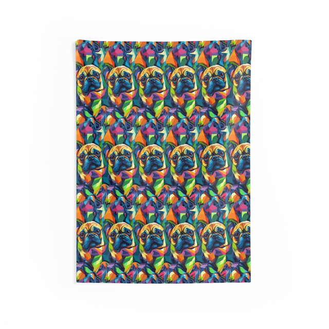Electric Kaleidoscope Frenchies Wall Tapestry