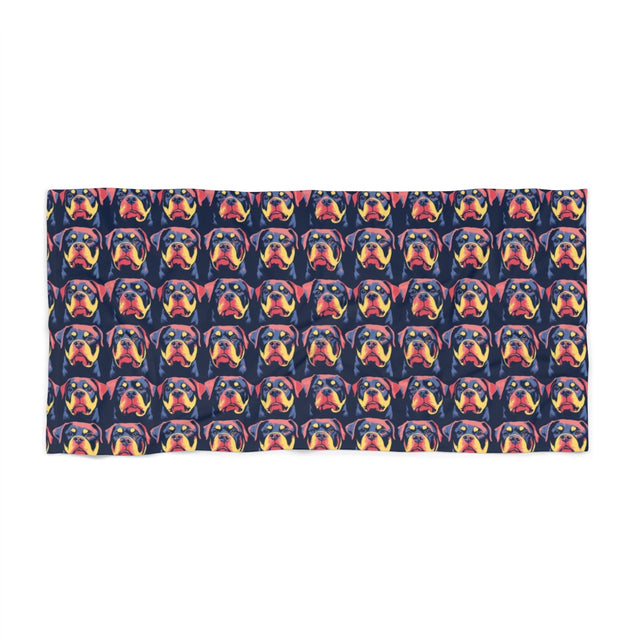 Electric Pop Rottweilers Beach Towel