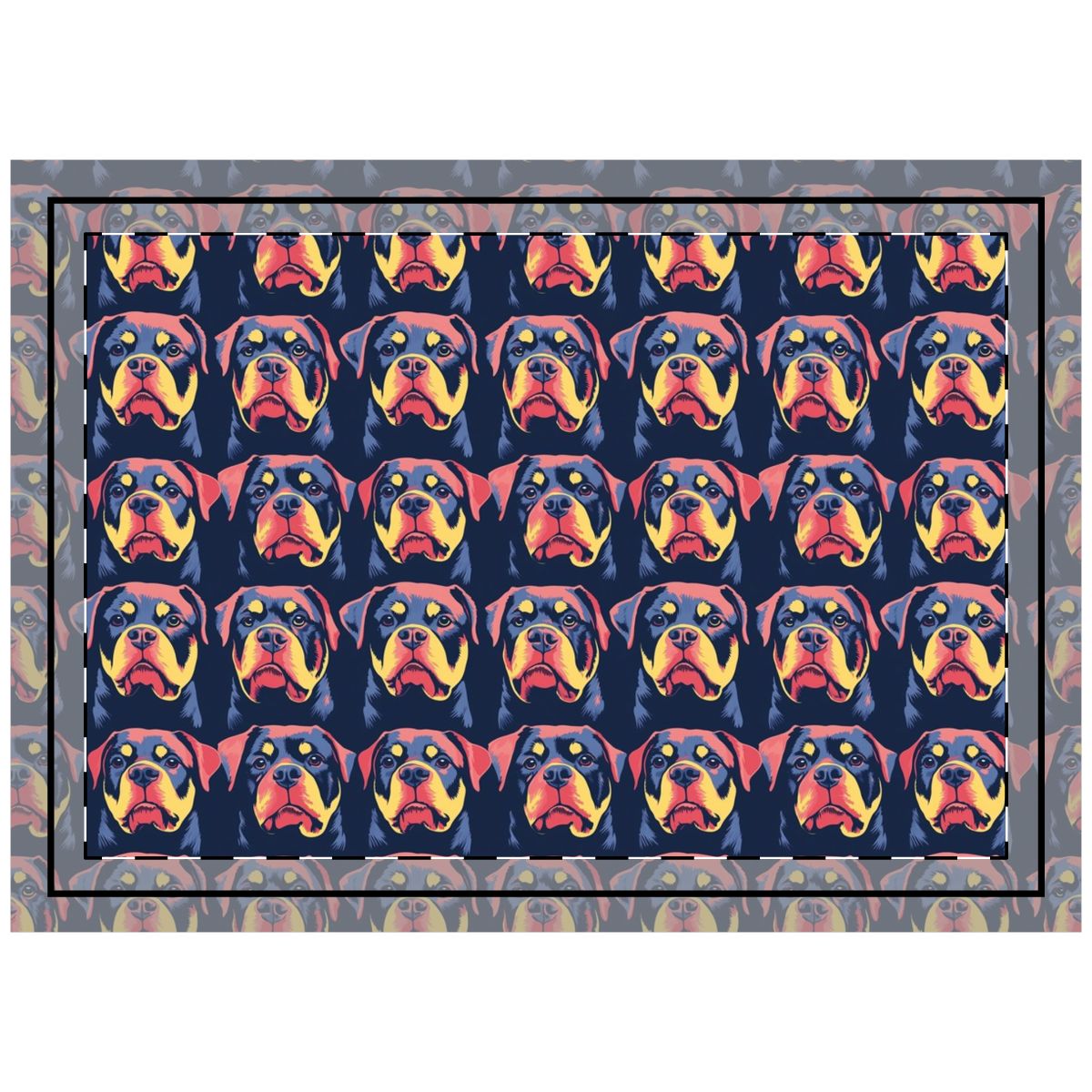 Electric Pop Rottweilers Throw Pillow