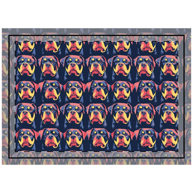 Electric Pop Rottweilers Throw Pillow