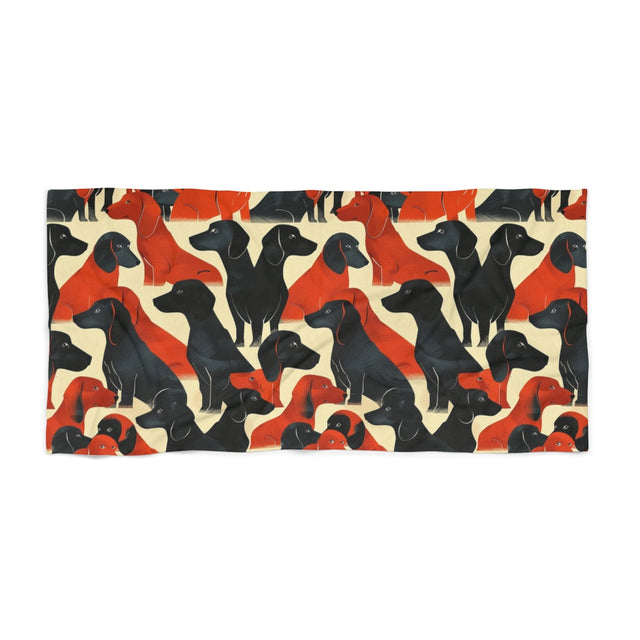 Ember and Shadow Dachsunds Beach Towel