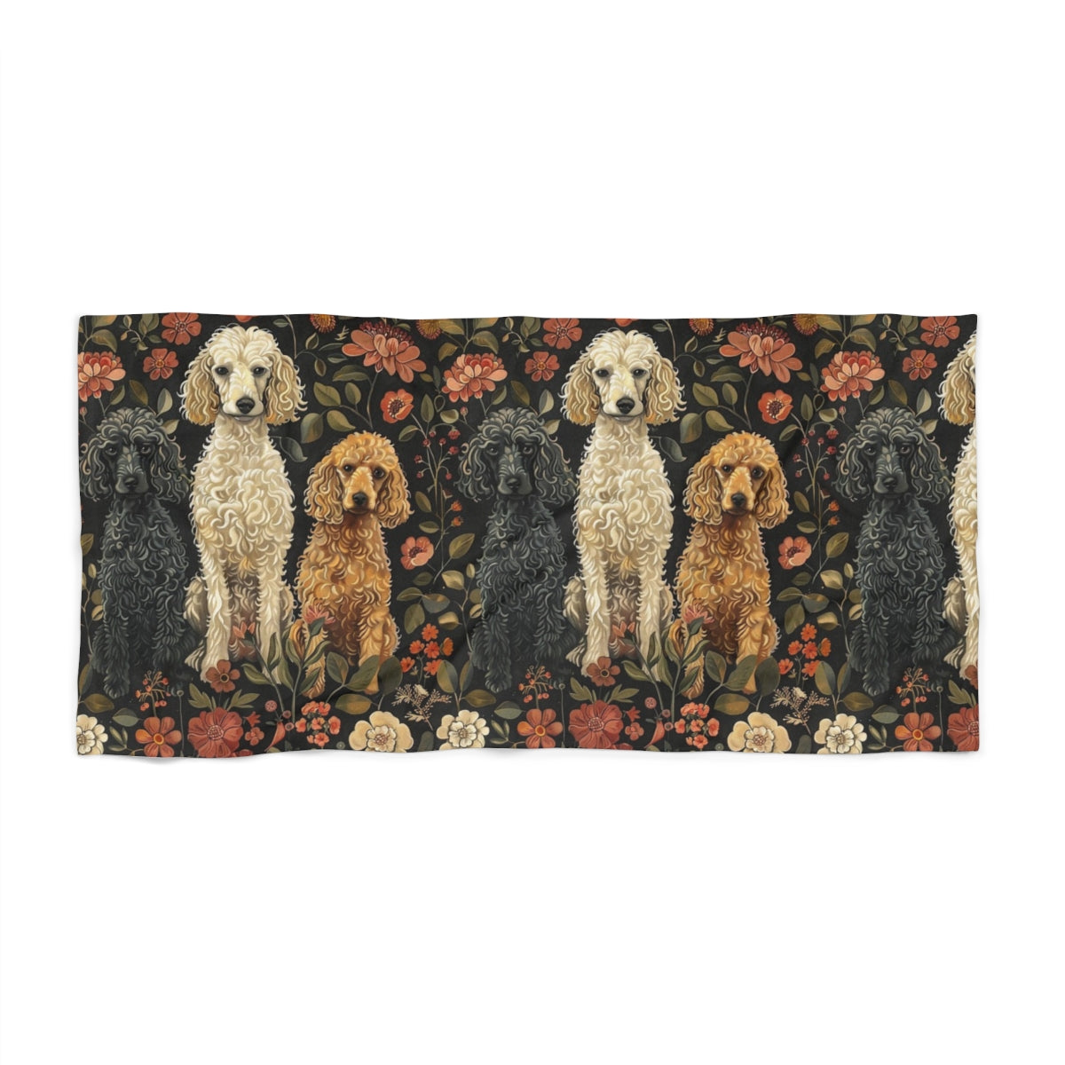Enchanted Garden Poodles Beach Towel