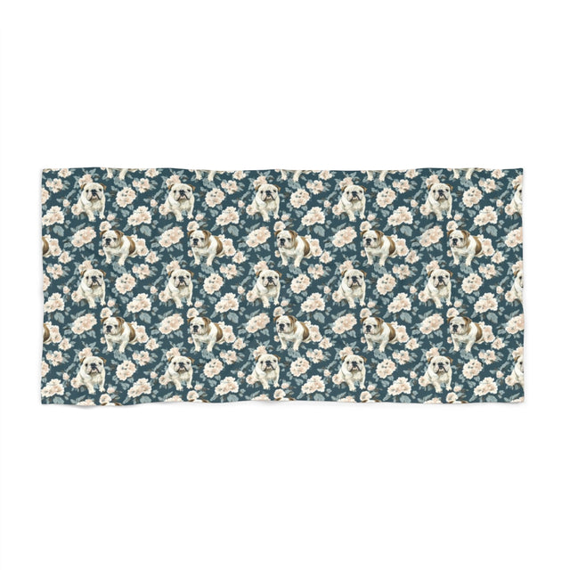 English Garden Bulldogs Beach Towel